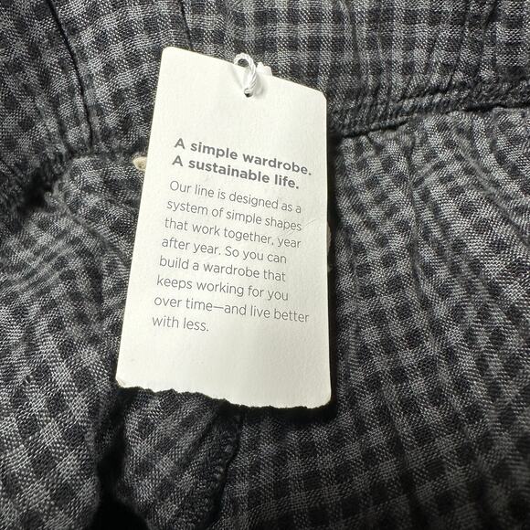 Eileen Fisher NWT Tapered Organic Linen Ankle Pants Black Gray Gingham Size XXS - Picture 6 of 12